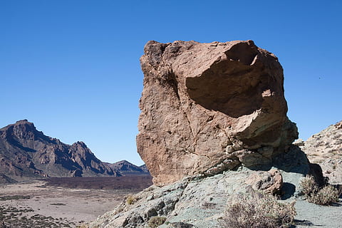 rock, foreground, read cañadas, caldera, teide, moon, crater HD wallpaper