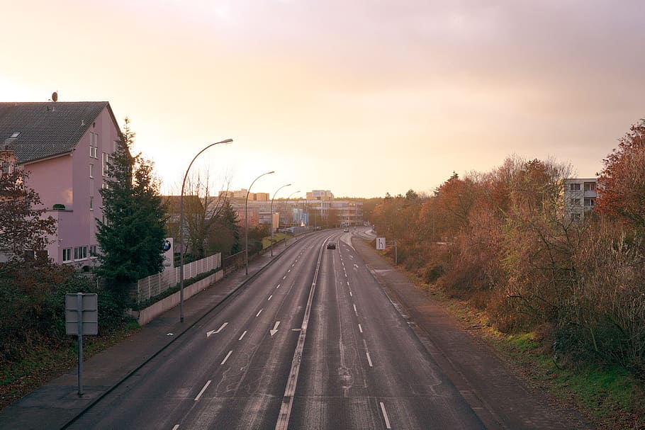 Road, Sunset, Auto, Traffic, no people, street, transportation HD wallpaper