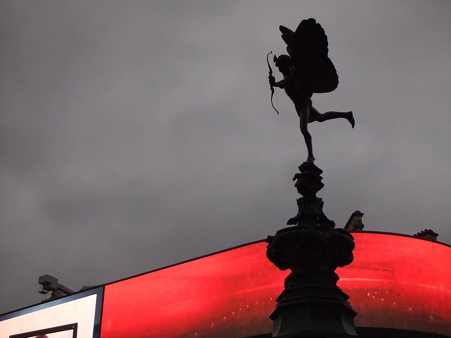love, city, statue, sky, architecture, no people, nature, low angle view HD wallpaper