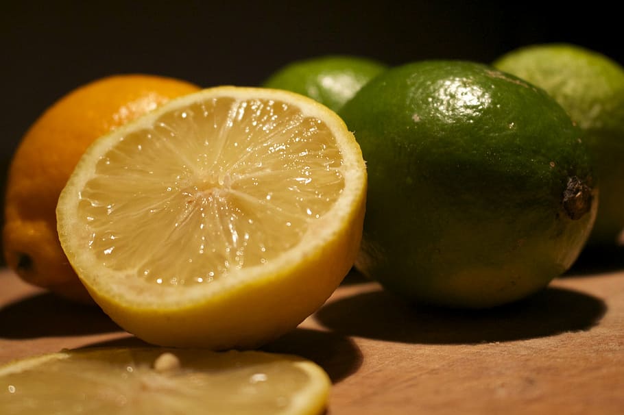 lemon, lime, mandarin, orange, citrus, night, board, fruit HD wallpaper