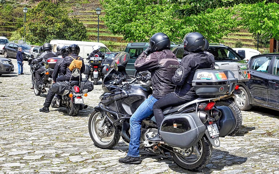 motorbikes, cavalcade, group, tour, mode of transportation HD wallpaper