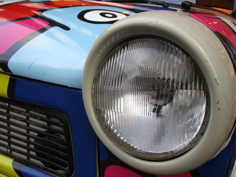 spotlight, satellite, auto, oldtimer, trabi, ddr, east germany HD wallpaper