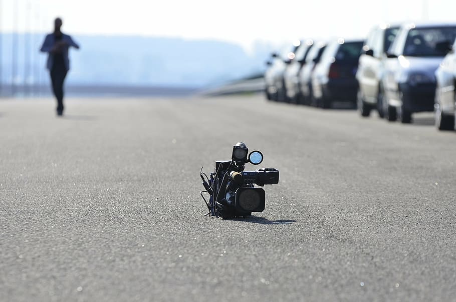 camera, close-up, macro, person, road, video camera, outdoors HD wallpaper