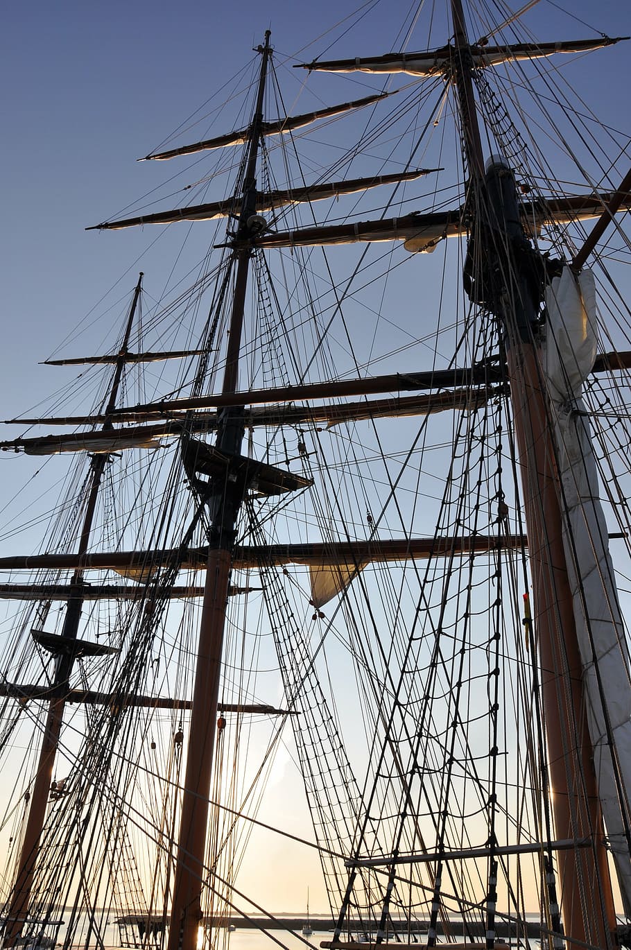 ship masts, sail, pirate, marine, nautical, boat, travel, sailboat HD wallpaper