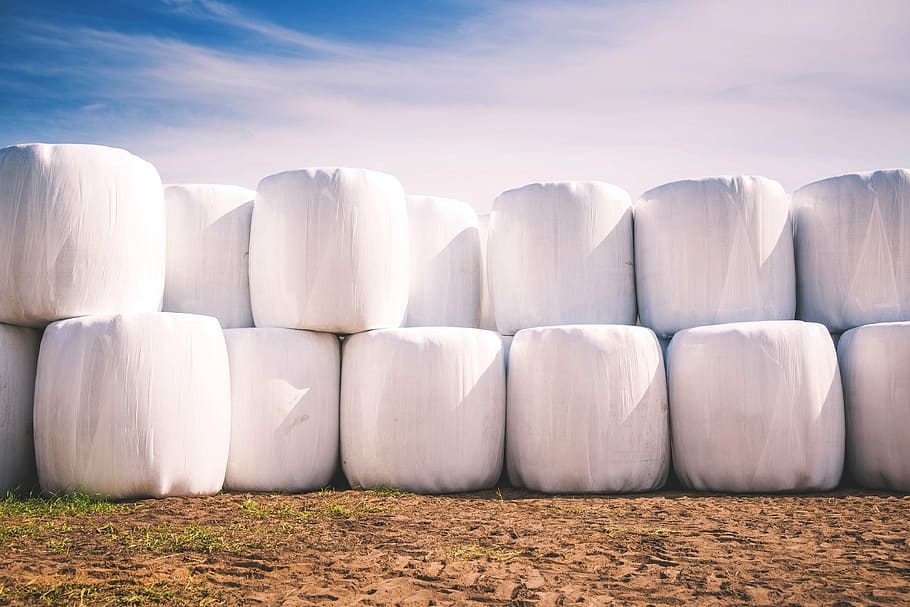 pile of white barrel on ground, barrels, nature, plains, grass HD wallpaper