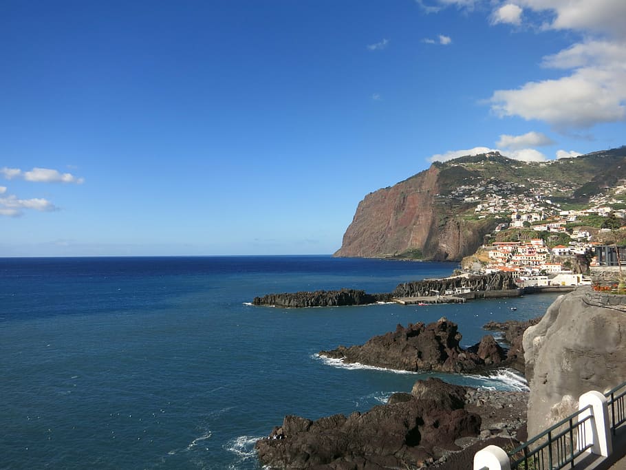 madeira, cliff, sea, water, sky, scenics - nature, horizon over water HD wallpaper