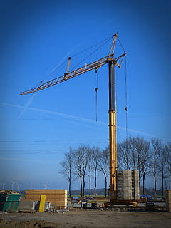 crane, baukran, site, construction work, boom, technology, sky HD wallpaper