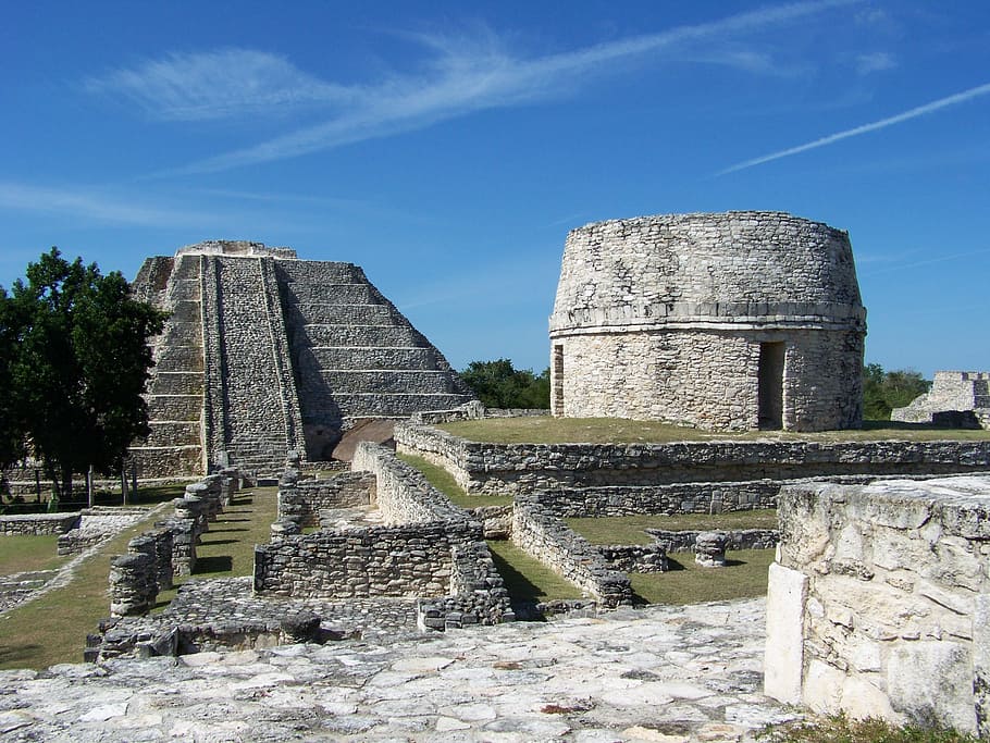ruins during daytime, mayan, ancient, mexico, temple, stone HD wallpaper
