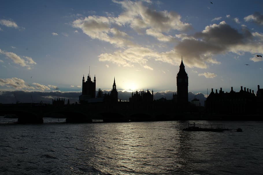 london, river, clouds, sunset, landmark, thames, england, city HD wallpaper