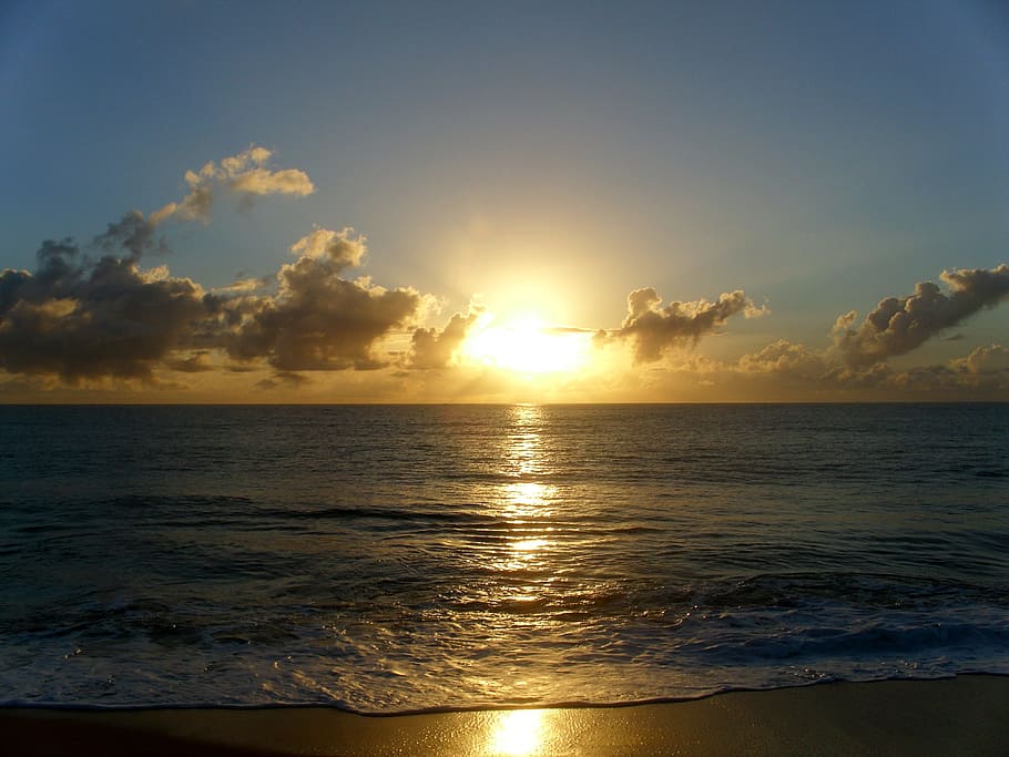 seashore, Bahia, Sky, Landscape, Beach, m, mar, sunrise, santa cruz cabrália HD wallpaper