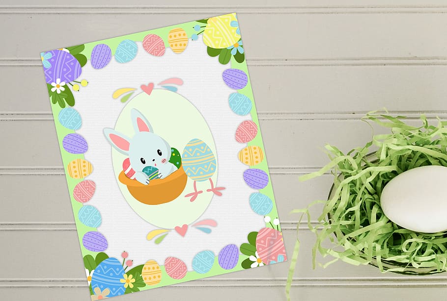 celebration, card, desktop, easter, bunny, eggs, holiday, happy HD wallpaper