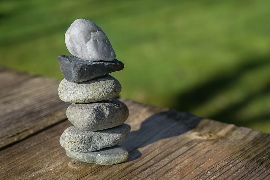 selective focus photography of cairn stone, stones, pebbles, nature, HD wallpaper