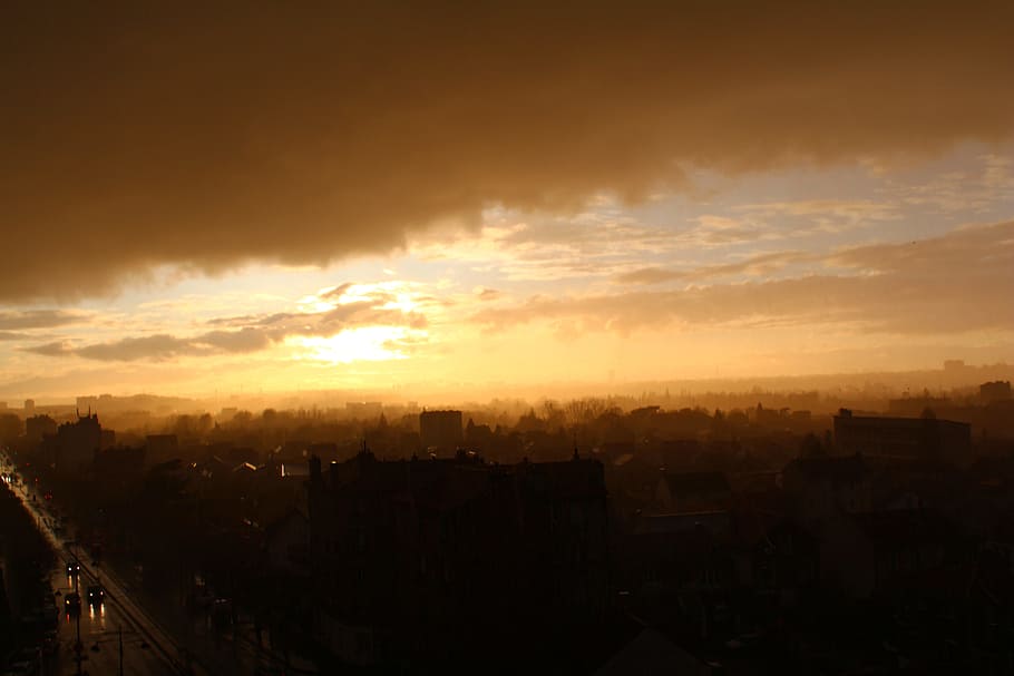 sunset, paris, city, building exterior, sky, architecture, built structure HD wallpaper