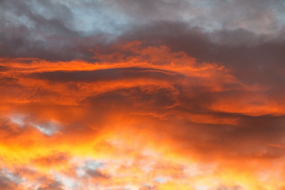 clouds, sky, orange, surreal, orange color, cloud - sky, backgrounds HD wallpaper