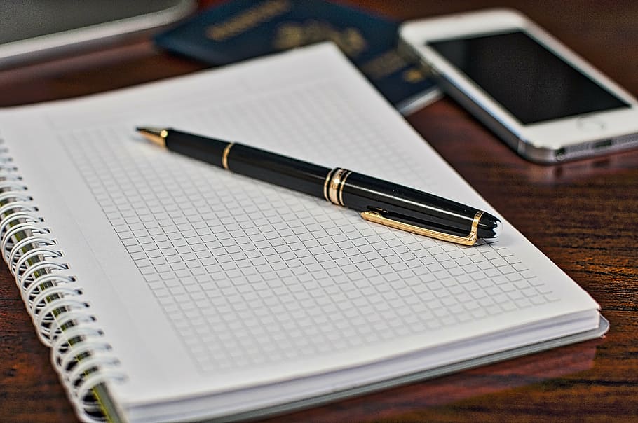 retractable pen on notebook, notepad, mont blanc, notes, business HD wallpaper