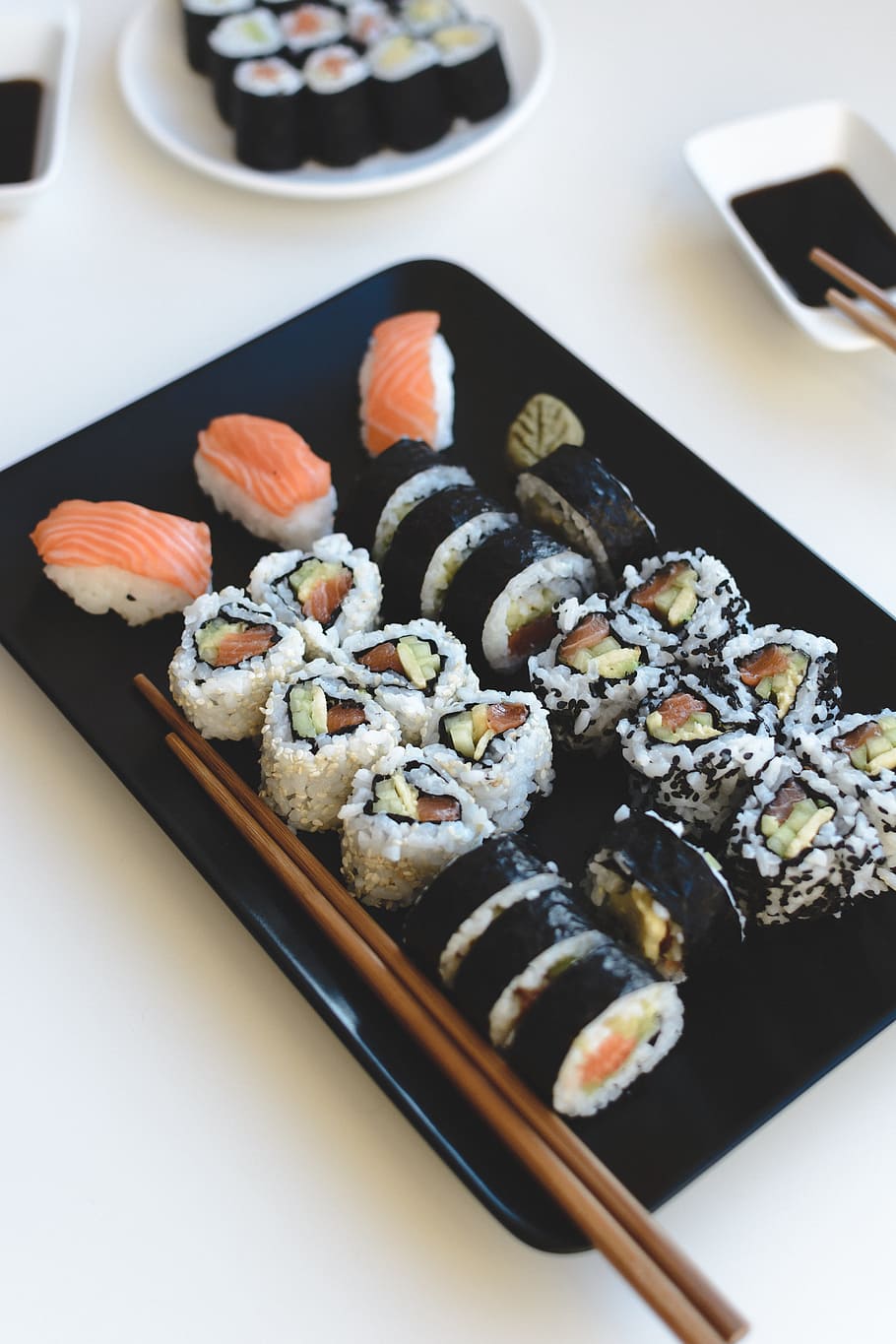 Homemade Sushi Platter, food, seafood, japan, maki Sushi, chopsticks, HD wallpaper