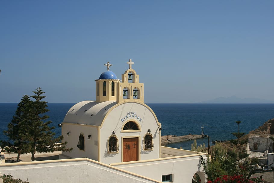 cyclades, greece, santorini, religion, place of worship, building exterior HD wallpaper