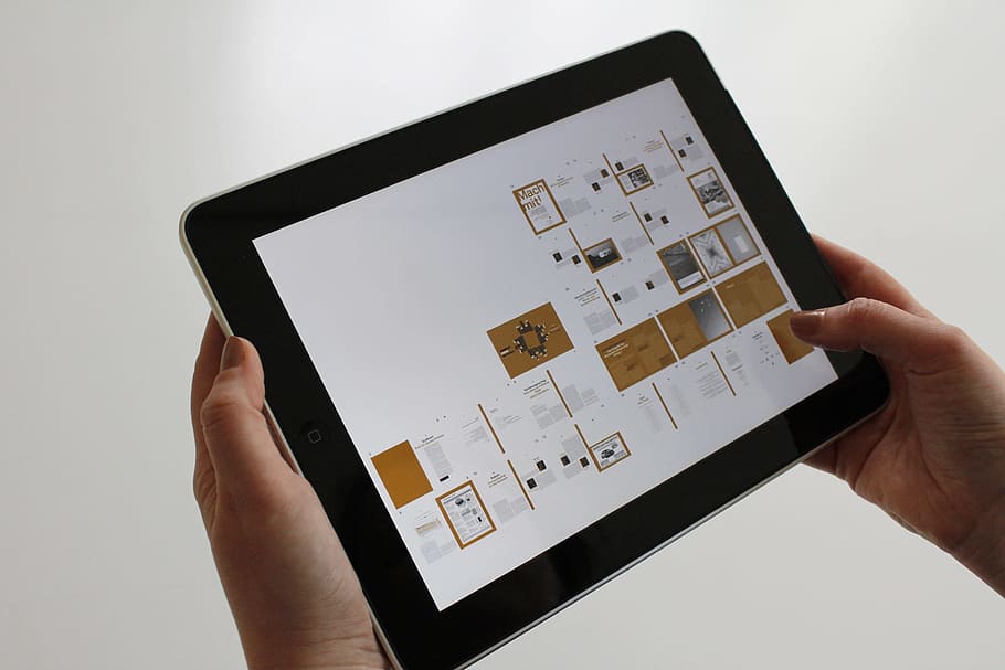 woman holding black iPad, tablet, online, app, ios, technology HD wallpaper