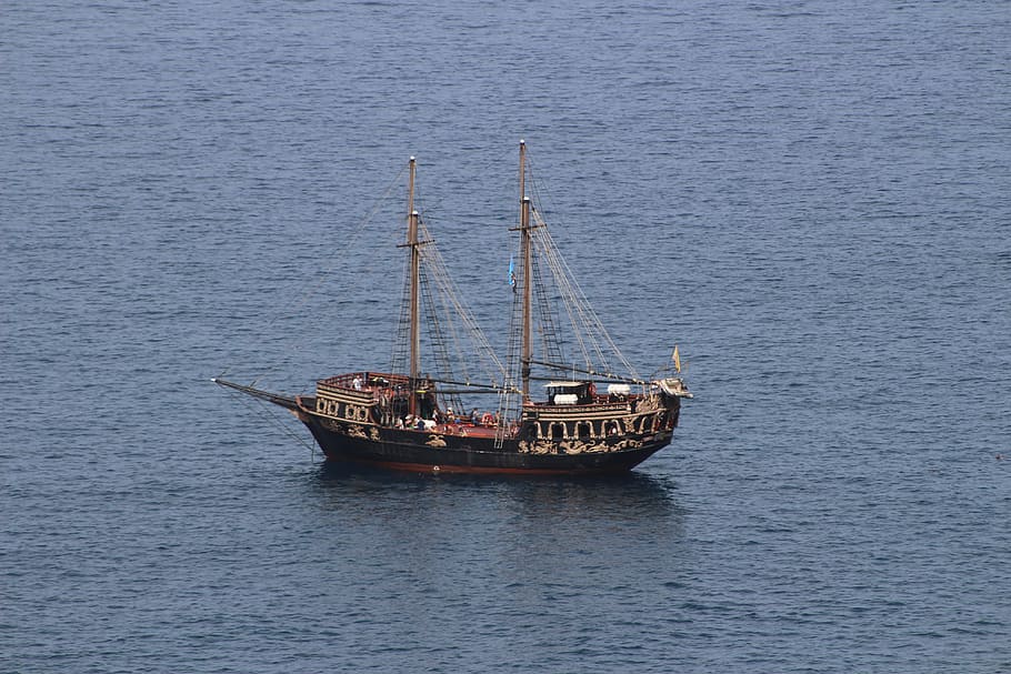 Boot, Pirates, Pirate Ship, summer, masts, sea, nautical Vessel HD wallpaper