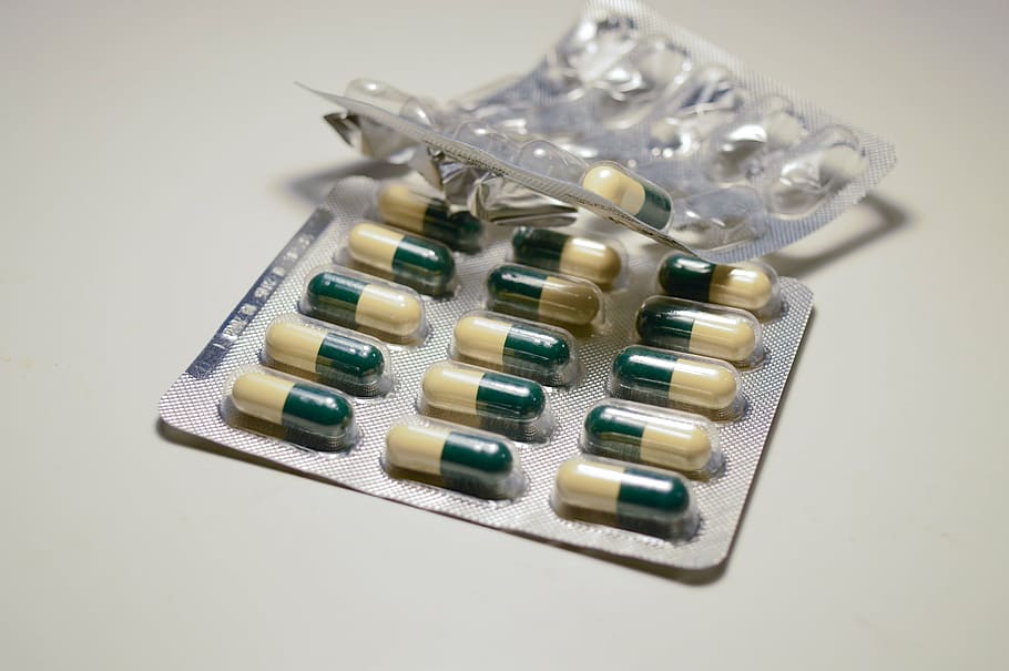 close-up photo gray blister pack, tablets, pills, vitamins HD wallpaper