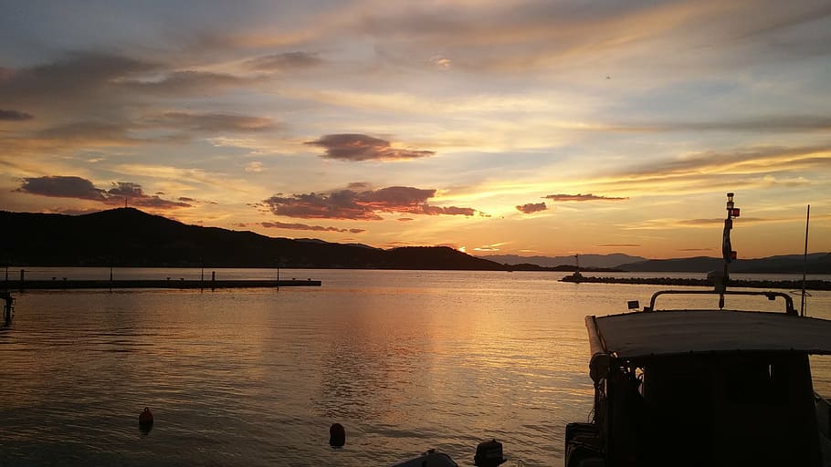 evia, greece, sunset, water, sky, sea, cloud - sky, beauty in nature HD wallpaper