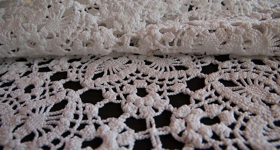 white textile, Lace, Hook, Wire, Embroidery, close-up, indoors HD wallpaper