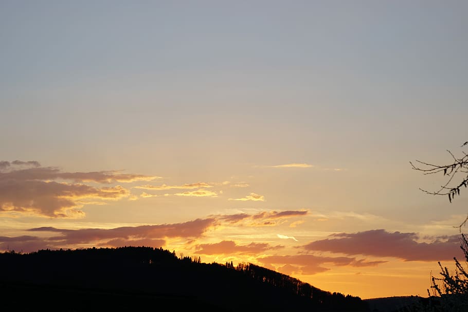 Evening, Sunset, abendstimmung, evening sky, silhouette, nature HD wallpaper