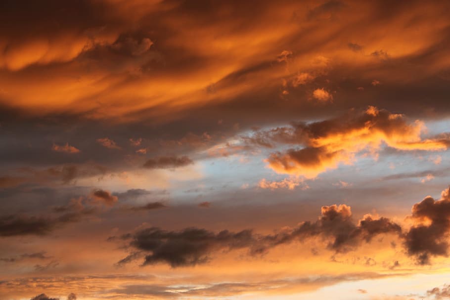 low angle photography of clouds, sunset, thunderstorm, sky HD wallpaper