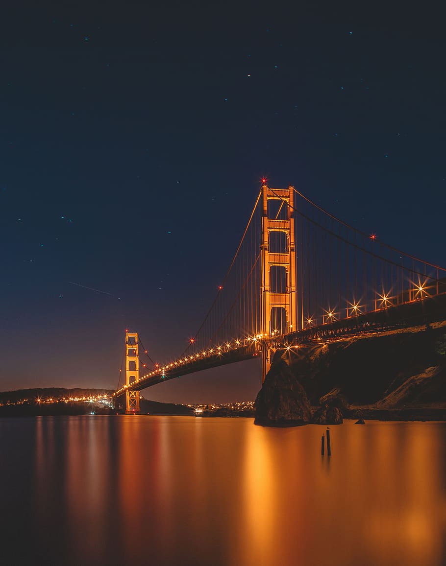 landscape photography of Golden Gate Bridge, San Francisco, Golden Gate Bridge during night time, HD wallpaper