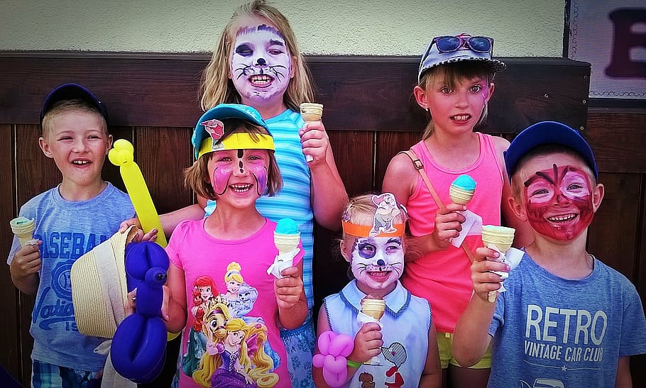toddler's with face paint selfie, children, fun, childhood, joy, HD wallpaper