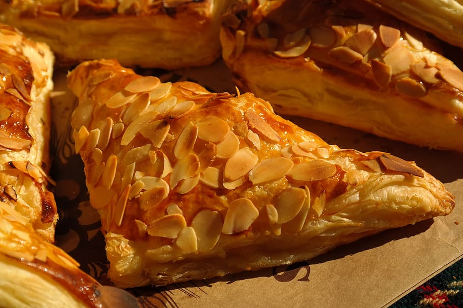 apple bags, pastries, puff pastry, delicious, breakfast, baked goods, HD wallpaper