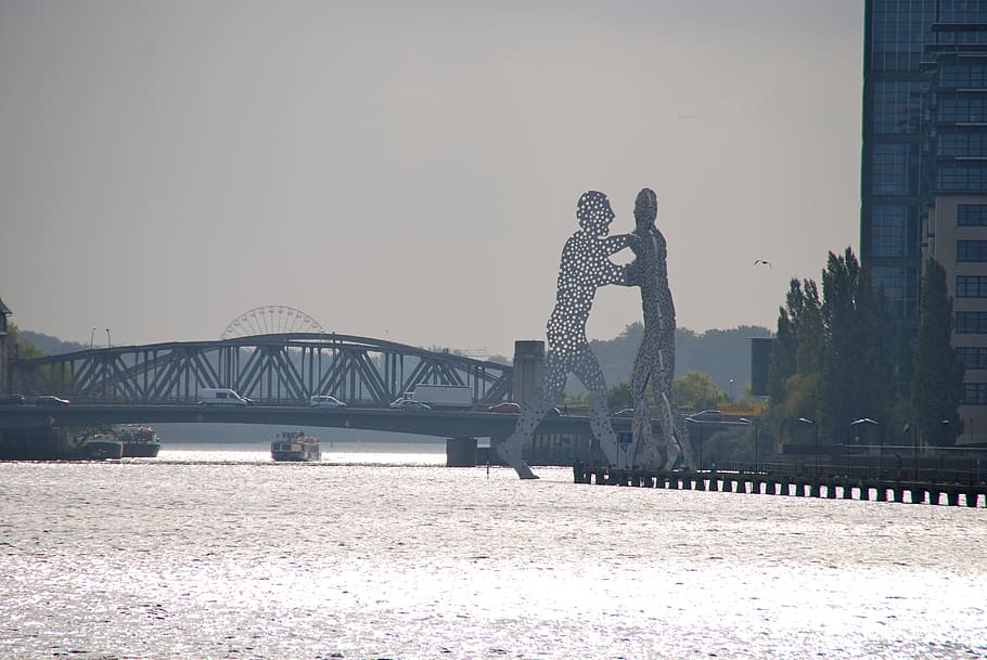 berlin, silhouette, river, people, outdoors, bridge - Man Made Structure HD wallpaper