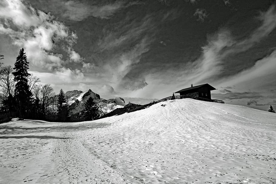 snow, winter, landscape, mountain, nature, garmisch partenkirchen, HD wallpaper