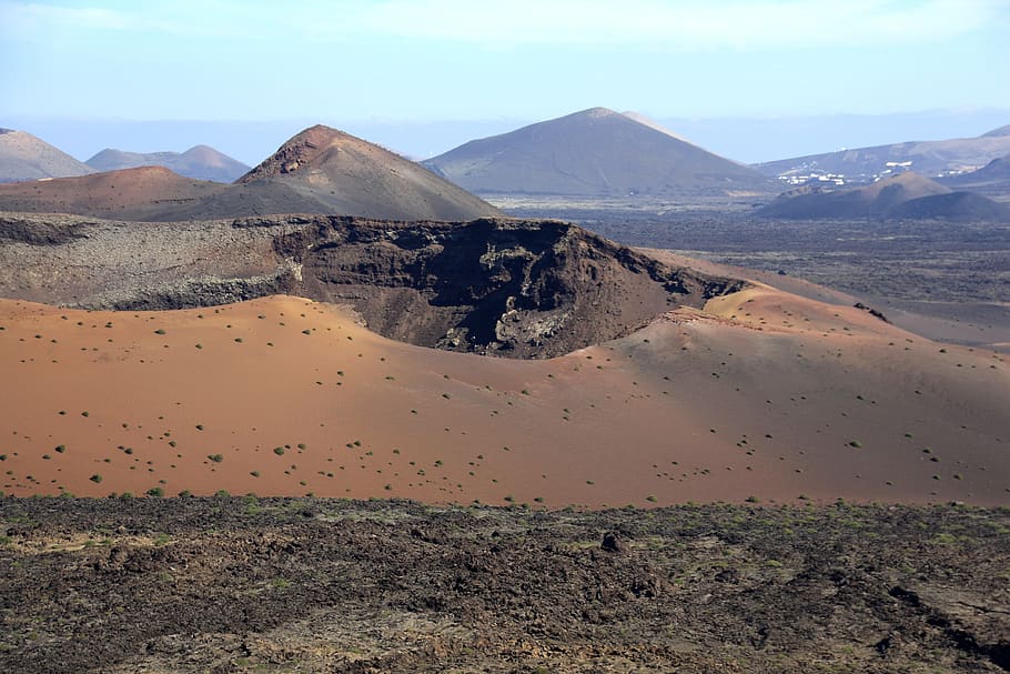 lanzarote, volcano, fire mountains, scenics - nature, tranquil scene HD wallpaper