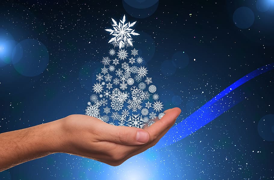 person holding snowflake tree wallpaper, christmas, star, gloss HD wallpaper
