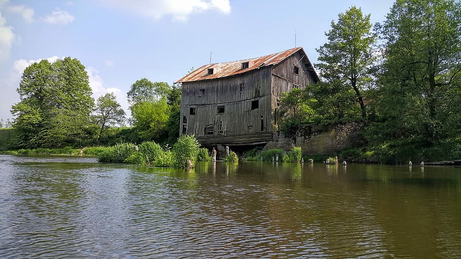 Wkra, Joniec, Old Mill, Mill, River, architecture, reflection HD wallpaper