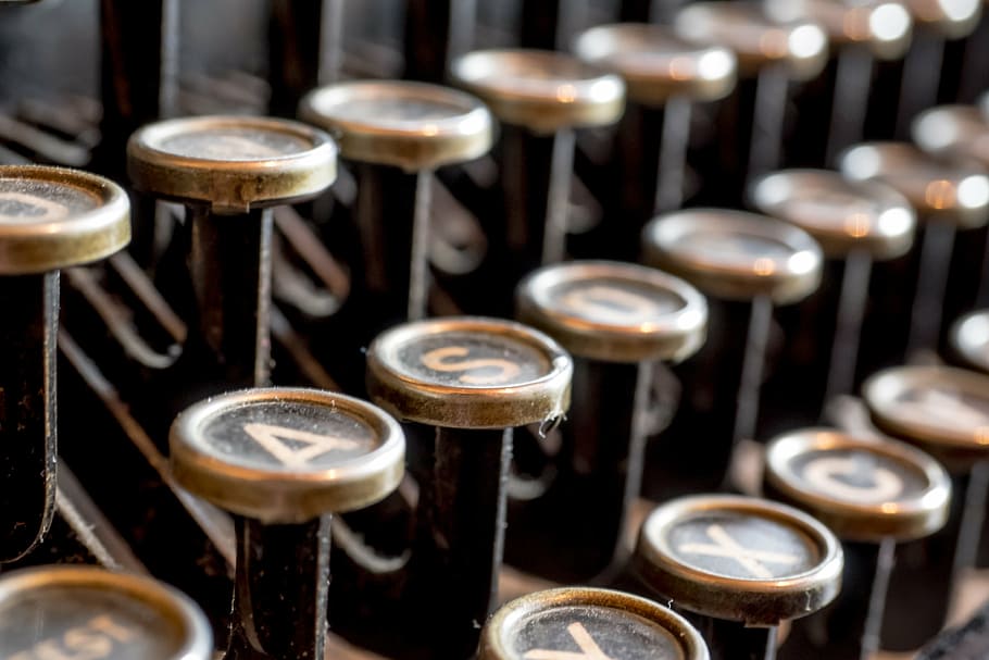 vintage black typewriter, antique, old, leave, metal, machine HD wallpaper
