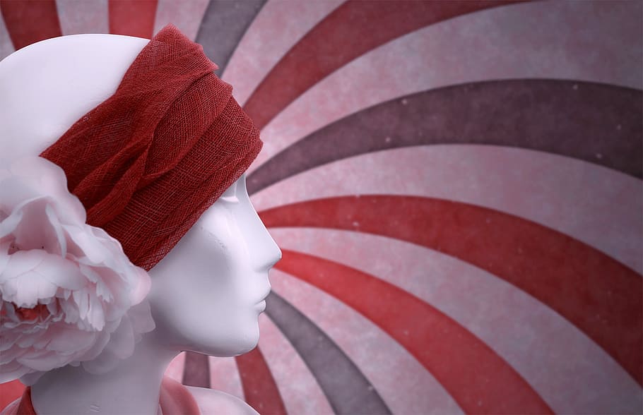 photo of red headband on head bust, doll, display dummy, cloth HD wallpaper