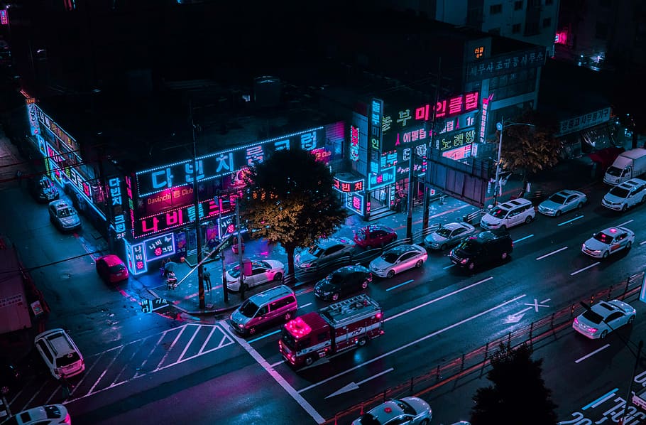 Midnight Rain, untitled, street photography, neon, night photography, HD wallpaper