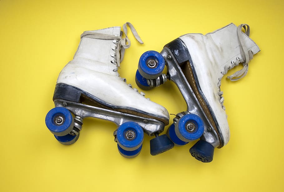 pair of white leather roller skates, skating, leisure, sport, HD wallpaper