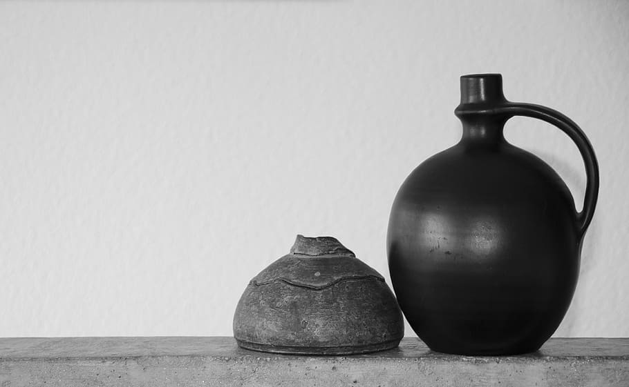 minimal, vases, nero, amphora, still life, no people, wall - building feature HD wallpaper