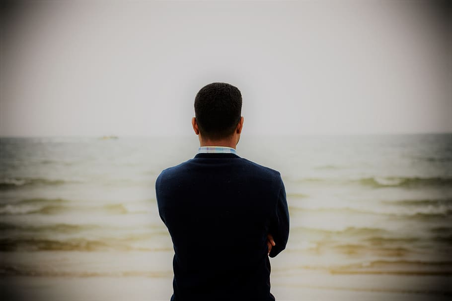 man, sea, single, ocean, vacation, male, beach, person, outdoor HD wallpaper