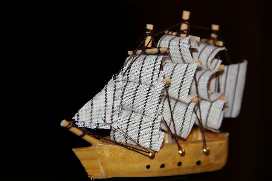 Toy, Ship, samodelkin, black background, studio shot, no people HD wallpaper