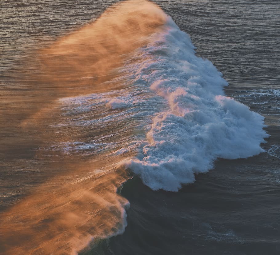 birds eye view of wave, ocean waves, blue wave, ocean water, daytime HD wallpaper