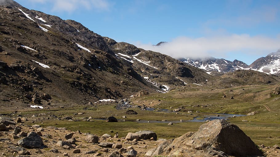 landscape, wild, nature, mountain, creek, water, ice, snow HD wallpaper