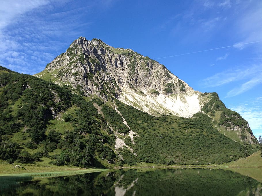 gaisalpsee, rubihorn, oberstdorf, allgäu, mountain, sky, scenics - nature, HD wallpaper