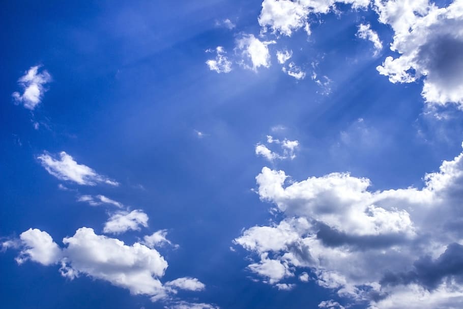clear cloudy skies during day, blue, heaven, cyan, clouds, light HD wallpaper