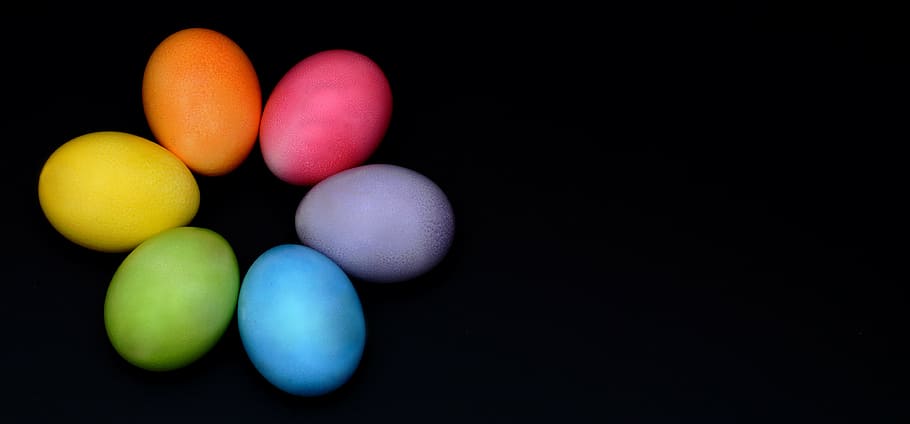six assorted-color decorative eggs, easter eggs, colorful, happy easter, HD wallpaper