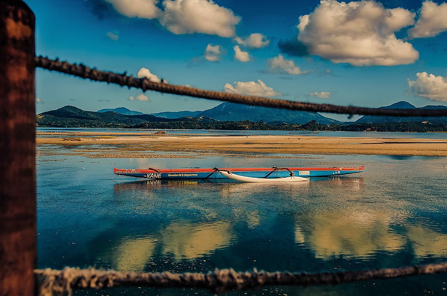 Boat, Pond, sky, water, reflection, no people, outdoors, cloud - sky HD wallpaper