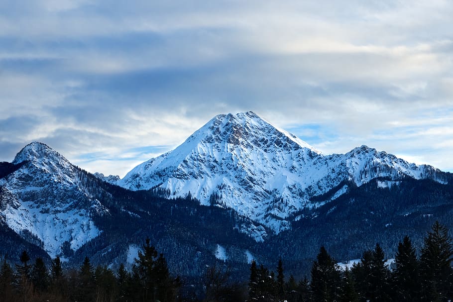 snow covered mountain at daytime, nature, mountain summit, panorama HD wallpaper